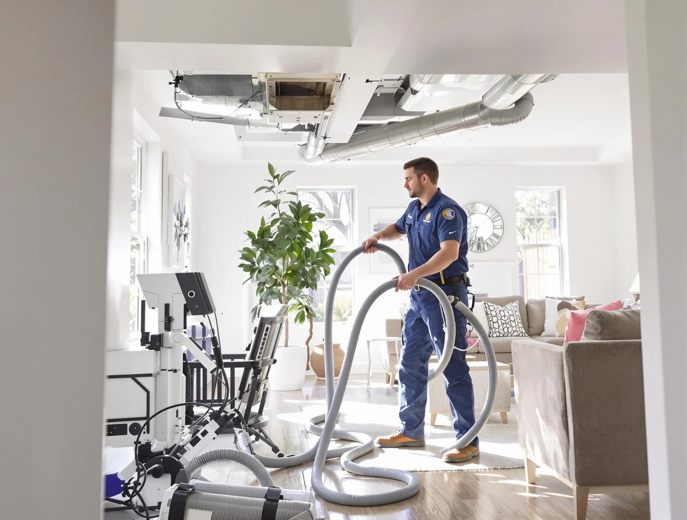 Riverside Air Duct Cleaning technician performing thorough AC duct cleaning for enhanced cooling efficiency in Riverside