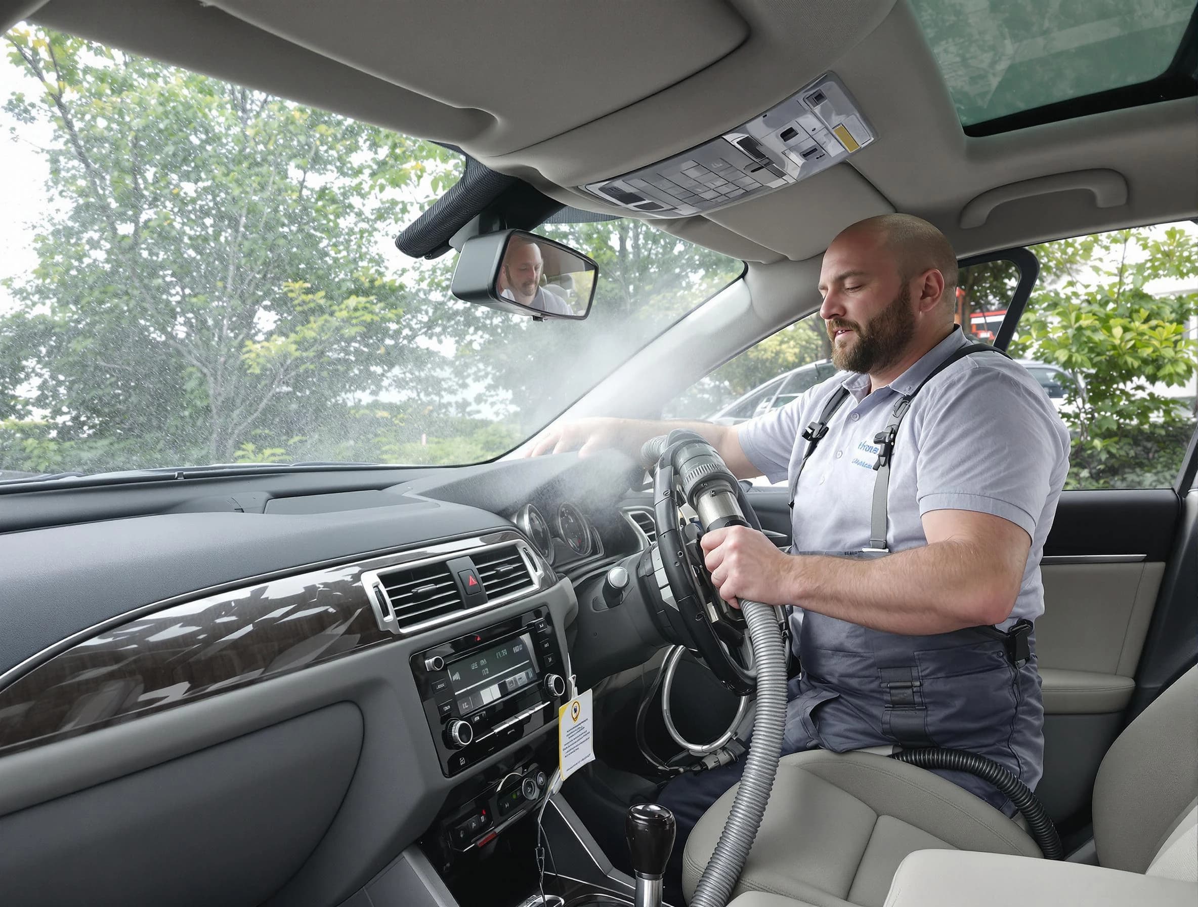 Riverside Air Duct Cleaning specialist performing professional car duct cleaning in Riverside