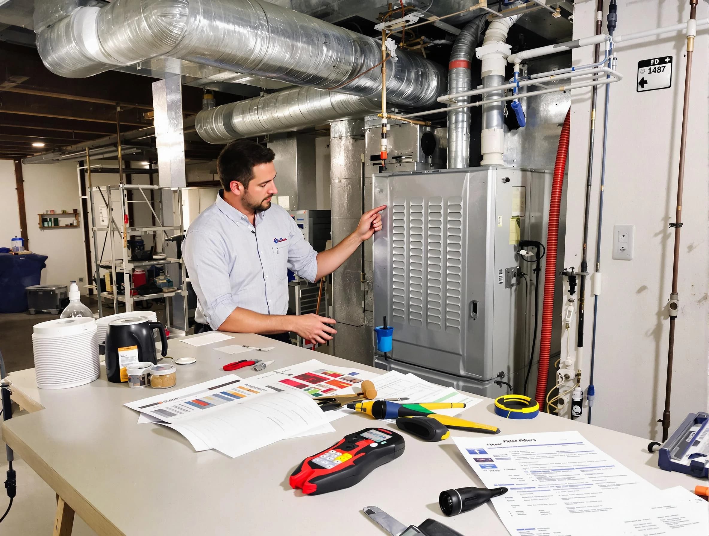 Riverside Air Duct Cleaning inspector conducting detailed filter system evaluation using professional diagnostic tools in Riverside