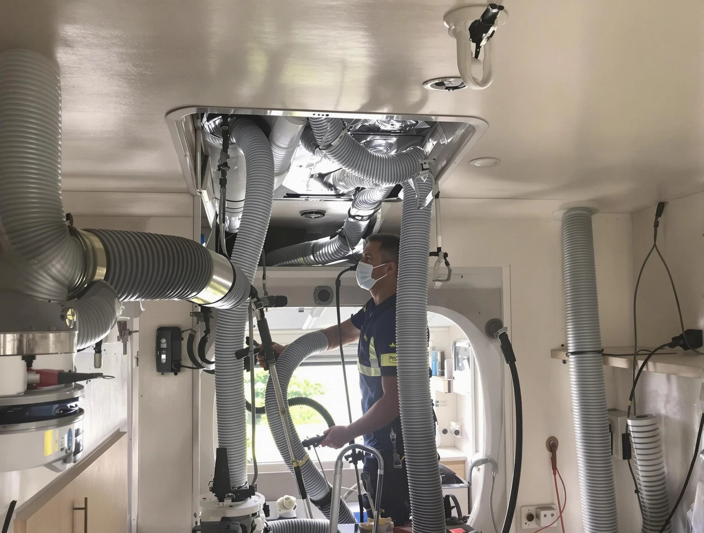 Riverside Air Duct Cleaning specialist performing precise mobile home duct cleaning in Riverside