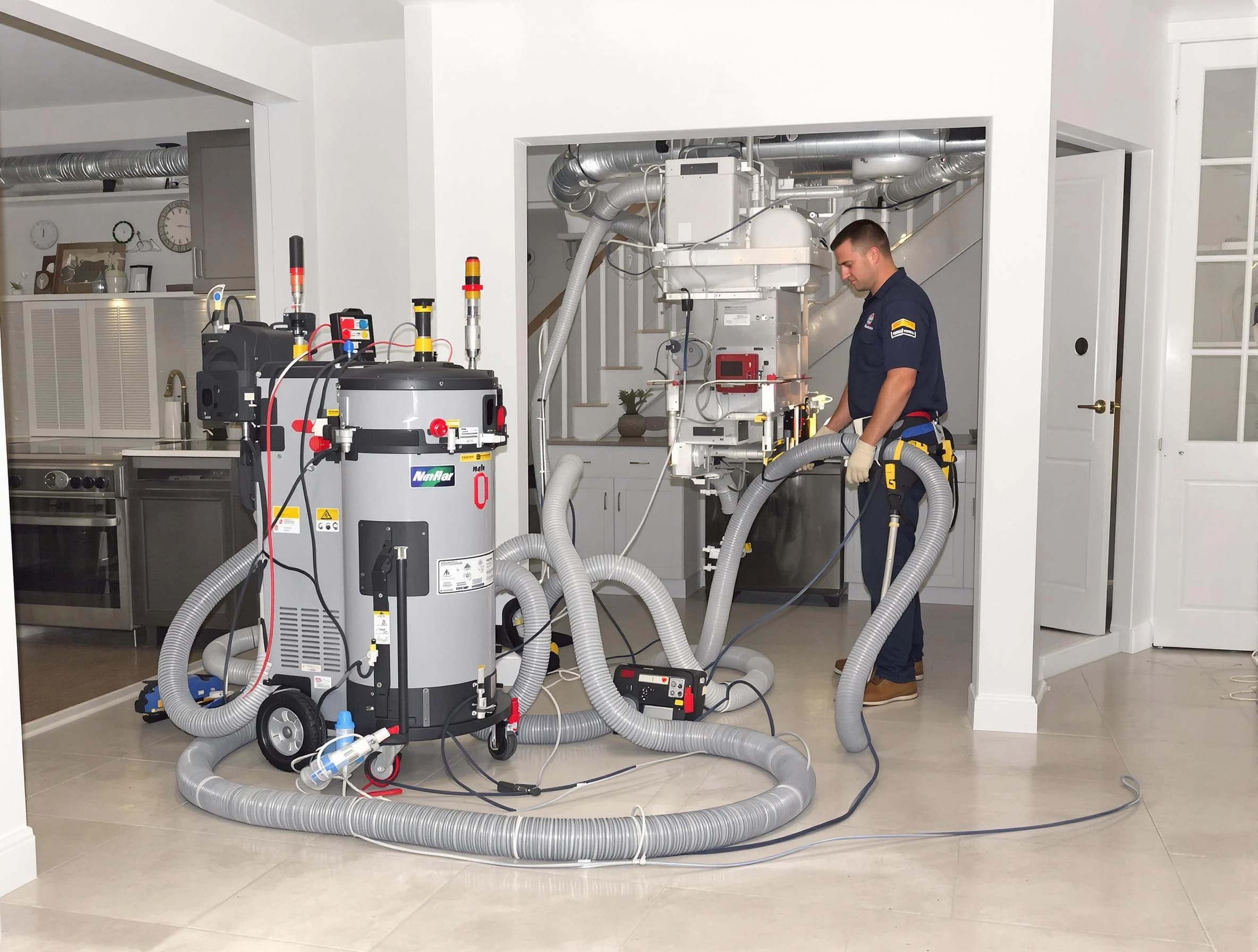 Riverside Air Duct Cleaning technician operating negative pressure cleaning equipment for thorough duct maintenance in Riverside