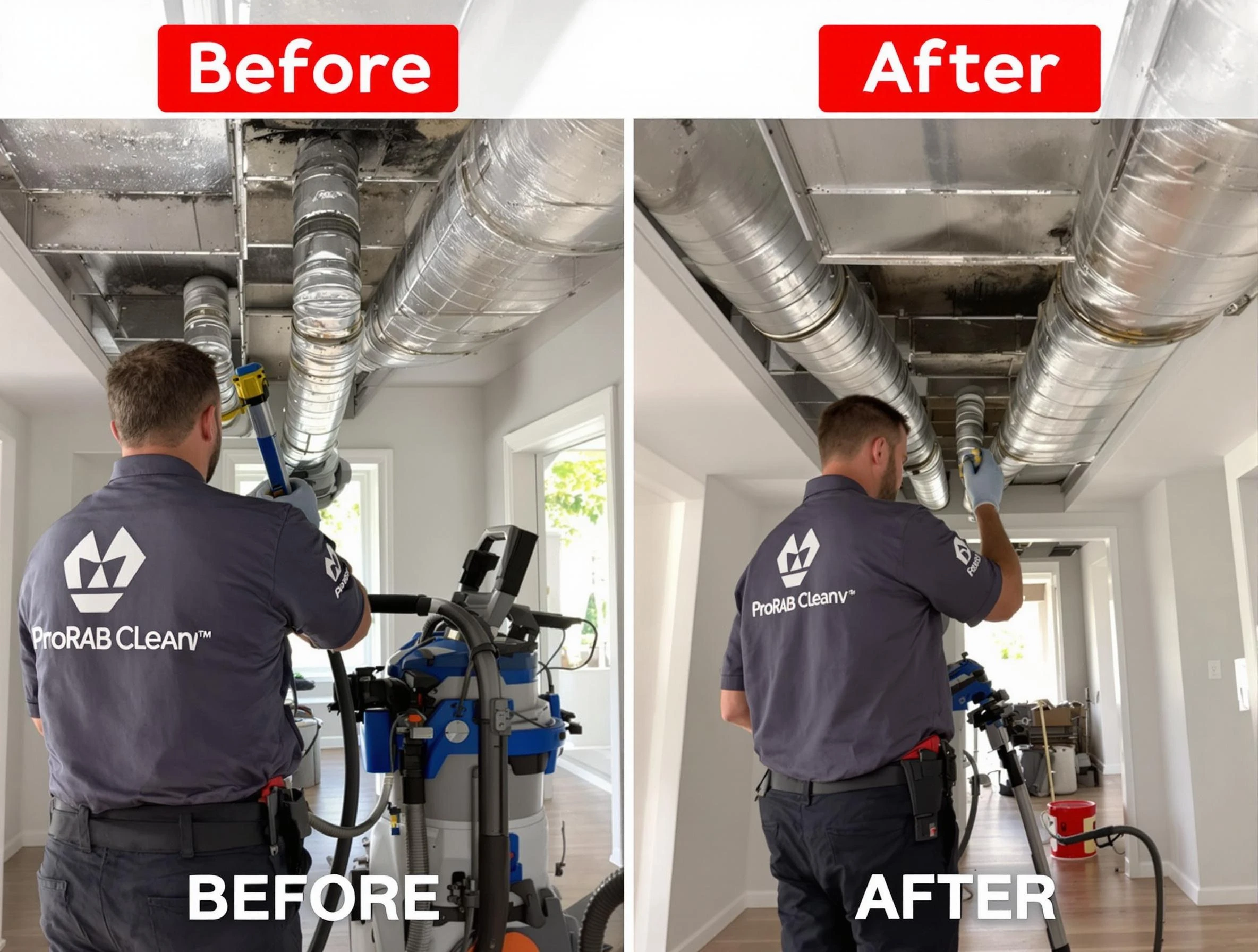 Riverside Air Duct Cleaning expert performing thorough residential duct cleaning in a Riverside home